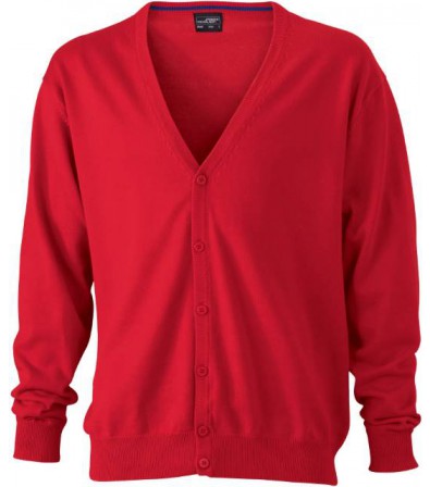 James & Nicholson piros színű Férfi V-nyakú Kardigán
