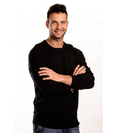 Férfi Pulóver Kerek nyakú Fekete 