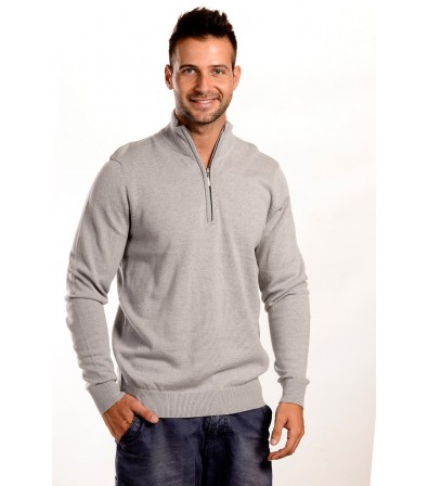 Férfi Pulóver Cipzáras Szürke