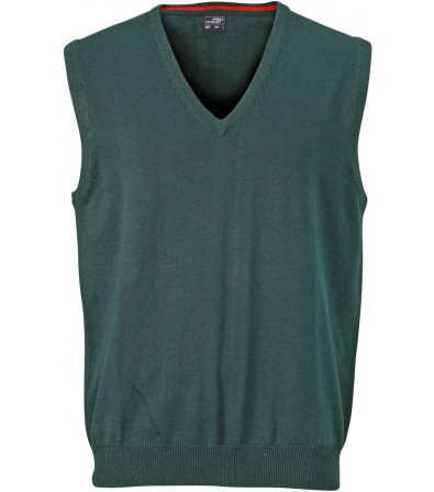 James & Nicholson  Férfi V-nyakú ujjatlan pulóver sötétzöld színű